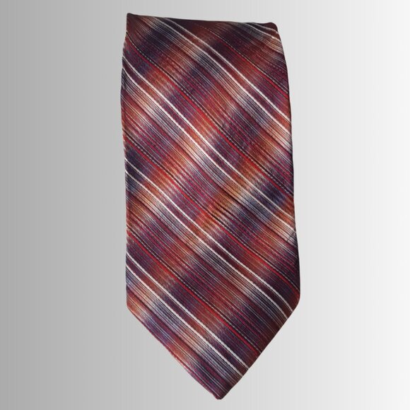 Alfred Sung 100% Silk Men's Tie, Dark Orange and White Diagonal Stripes - Picture 9 of 9